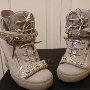 Giuseppe Zanotti for Jennifer Lopez Tiana Crystal High-Top Wedge Sneaker